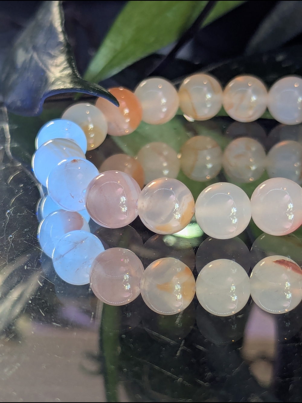 Glass-Like AA-Quality Pink Agate Crystal Stretch Bracelet Specimen